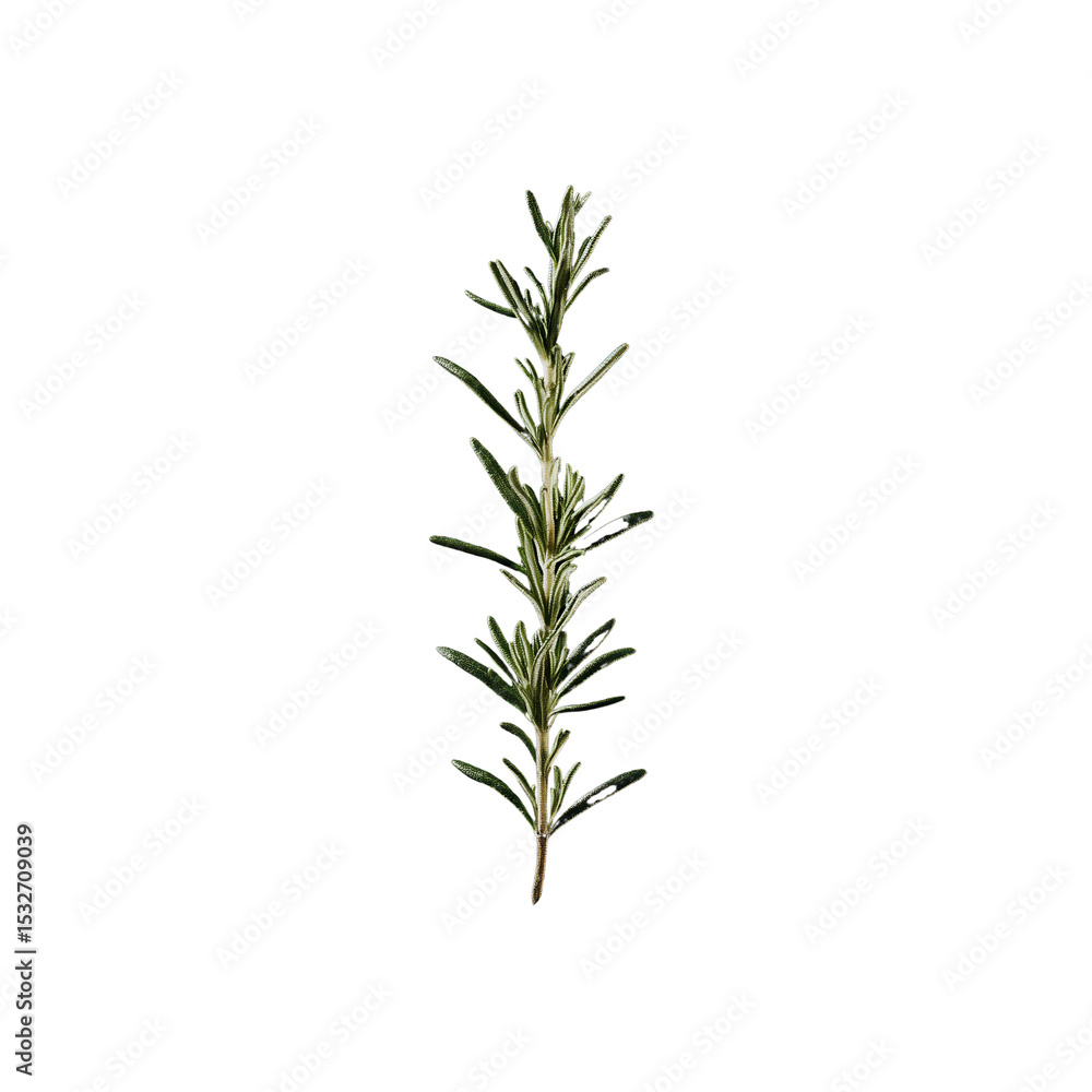 Single Sprig of Fresh Rosemary Herb on Black Background Single Sprig of Fresh Rosemary Herb on Black Background