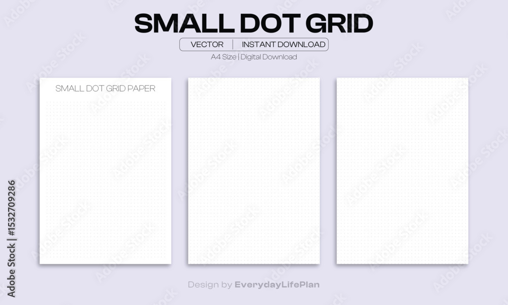 Small Dot Grid Paper Design: The image showcasing a minimalist design features three blank dot grid papers, designed for versatile use and presented in a clean and visually appealing arrangement. Small Dot Grid Paper Design: The image showcasing a minimalist design features three blank dot grid papers, designed for versatile use and presented in a clean and visually appealing arrangement.