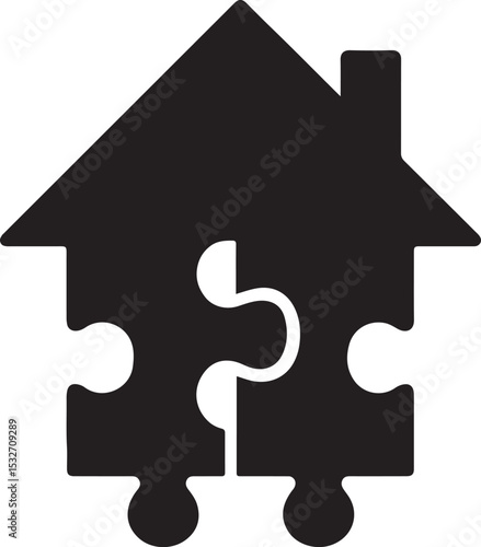 Puzzle piece shaped like a house.