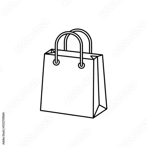 Simple Line Drawing of a Shopping Bag A Minimalist Vector Illustration