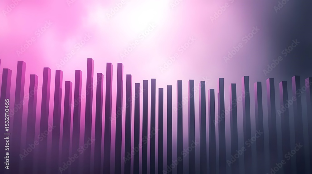 Fototapeta premium A row of vertical bars creates a landscape-like illustration, with a color gradient. 