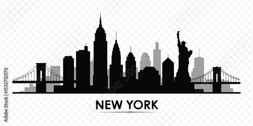 New York City Skyline Silhouette Vector