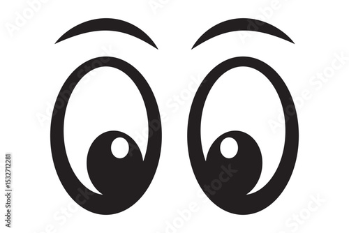 Look left, A set of plastic toy eyes. Glossy, bulging, puppet eyes. Cute, round, vector, isolated elements. Look down, up, left, right. Different, shaking, silly, hilarious pairs of eyeballs. eps 10
