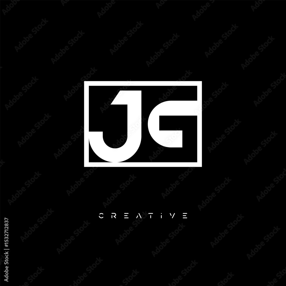 Fototapeta premium JG Negative Space Logo – Minimalist Black & White Monogram for Creative Branding, Fashion, Identity & Modern Logo Design 