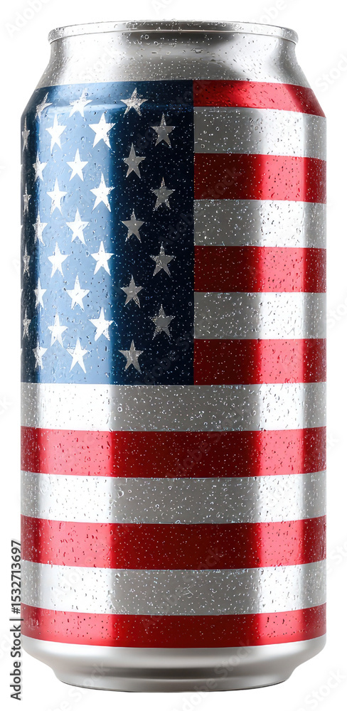 Obraz premium American flag aluminum can isolated on white background isolated on a white background
