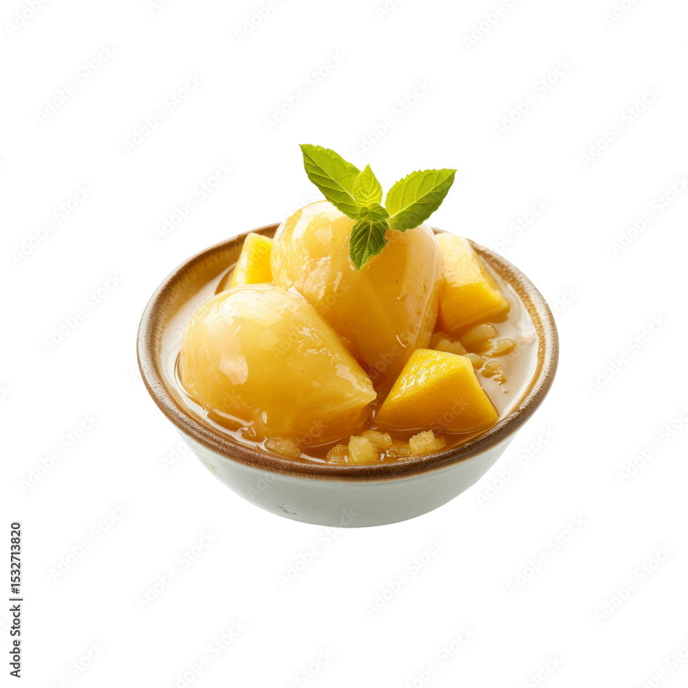 Delicious Candied Mango Dessert in a Small Bowl Delicious Candied Mango Dessert in a Small Bowl
