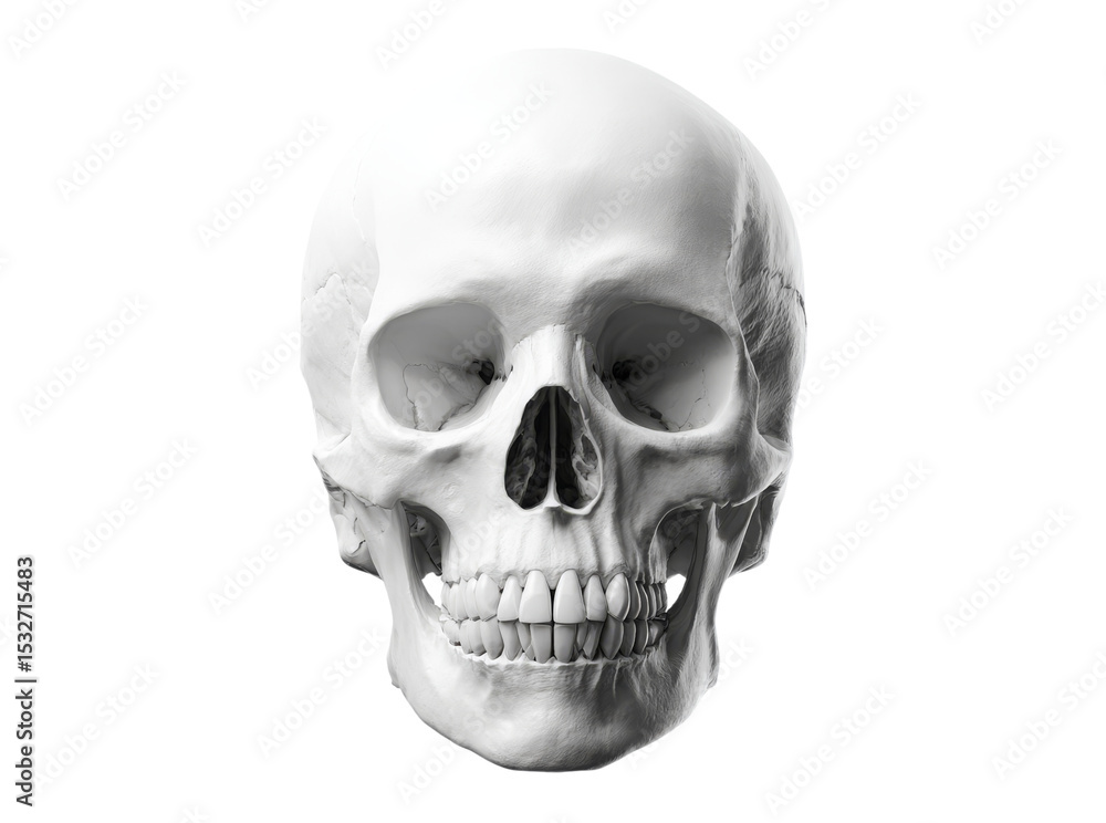 Fototapeta premium Human skull anatomy model isolated on black background, Isolated On Transparent Background