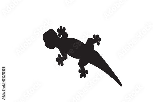 Gecko Silhouette Vector – Bold Black Icon for Reptile, Wildlife, and Nature-Themed Designs