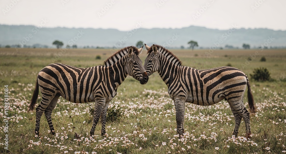 Naklejka premium Hyper-Realistic Zebra Portraits Serene Savanna Wildlife Moments