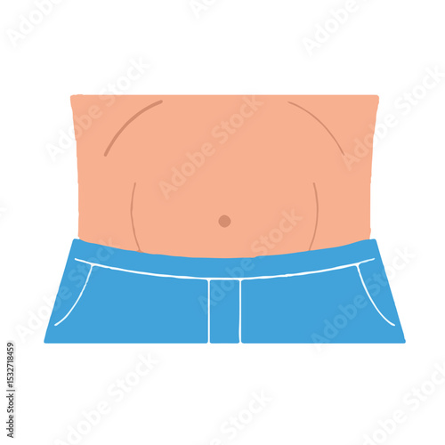 Stomach human in blue jeans