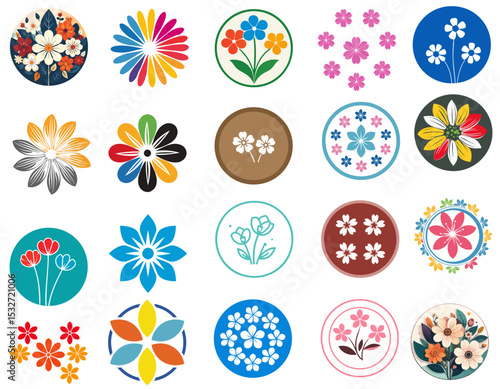mixed flowers design logo icon