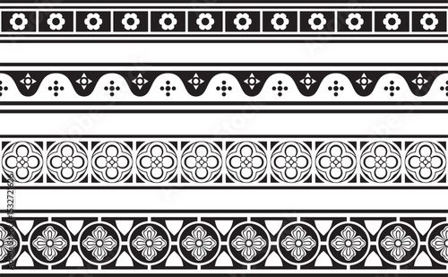 Vector black monochrome square gothic ornament. Medieval European silhouette, rectangle, border. Classic pattern of the Germans, Angles, Saxons, Franks.
