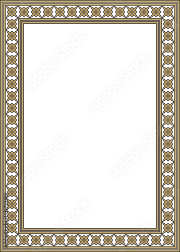 Vector gold and black square classic byzantine ornament. Rectangle, border, Ancient Greece, Eastern Roman Empire frame. Decoration of the Russian Orthodox Church
