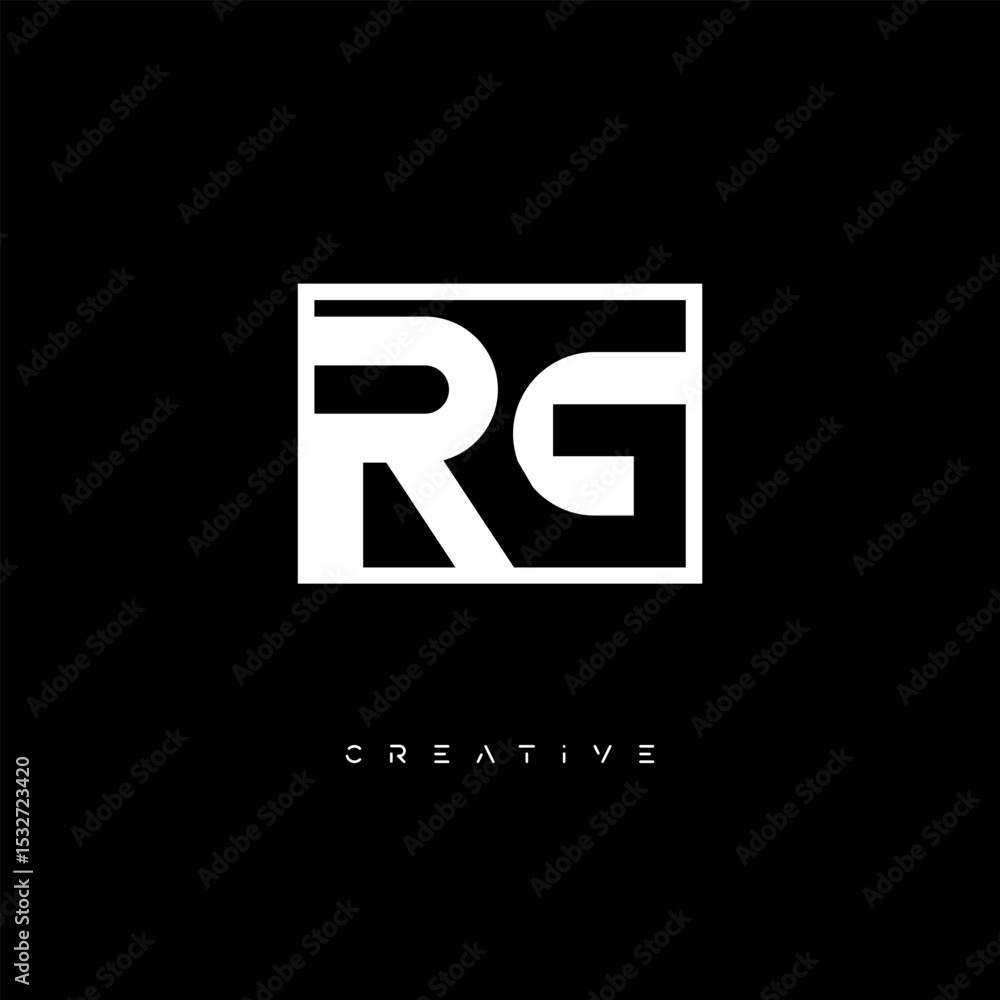 Fototapeta premium RG Negative Space Logo – Minimalist Black & White Monogram for Creative Branding, Fashion, Identity & Modern Logo Design 