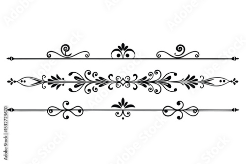 Elegant Flourish Dividers Decorative Ornamental Swirls and Lines for Design Projects