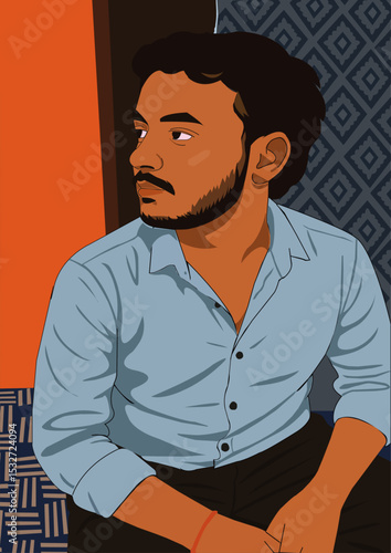 portrait of a man with beard and mustache illustration