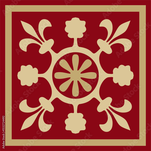 Vector gold and red ancient Roman ornament elements. Classic European parts of patterns. Lili and Krovns
