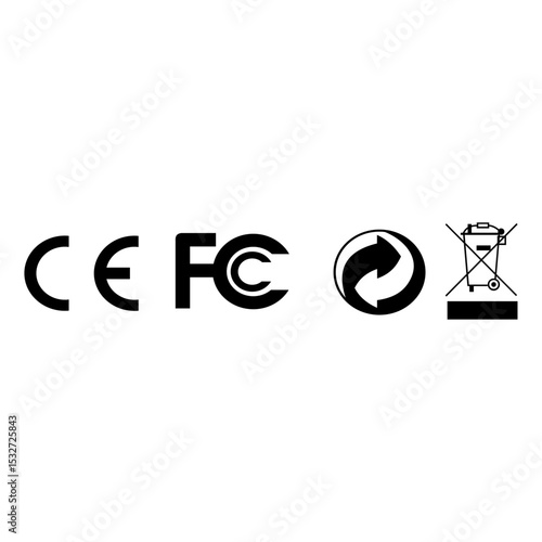 CE FCC RECYCLE ARROW WEEE ICON VECTOR