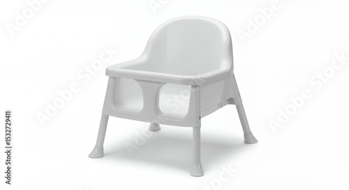 White plastic childrens high chair