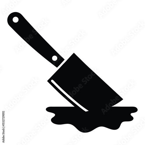 Meat Cleaver Icon Butcher Knife,  Bloody Blade Illustration