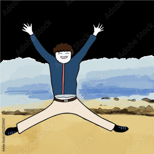 man jumping on the beach