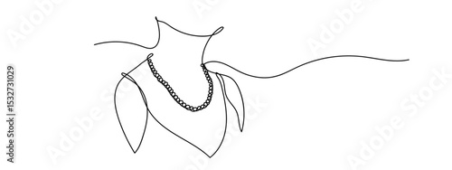 continuous line pearl necklace Vector lines, cut background, editable strokes.