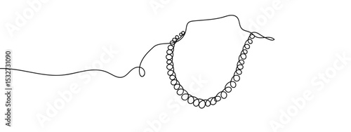 continuous line pearl necklace Vector lines, cut background, editable strokes.