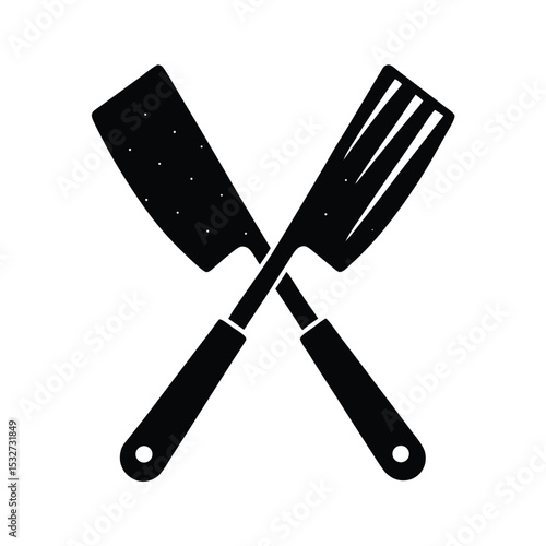 Crossed Spatula and Turner  Perfect Grill Tools Icon Design