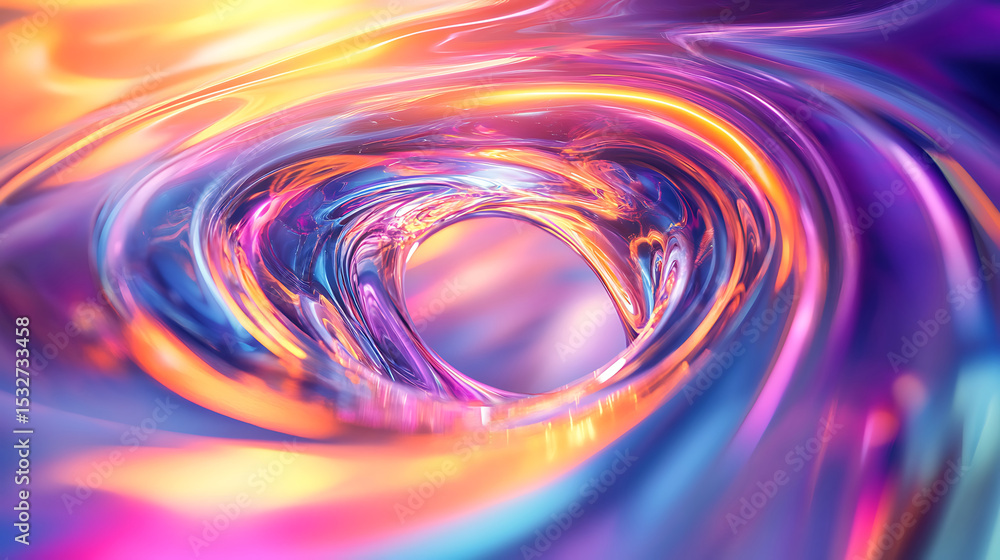 Obraz premium Abstract Swirl of Vibrant Colors A Mesmerizing Blend of Orange Purple and Blue Tones Creating a Tunnel Effect, Background Image, Wallpaper, ai Generated