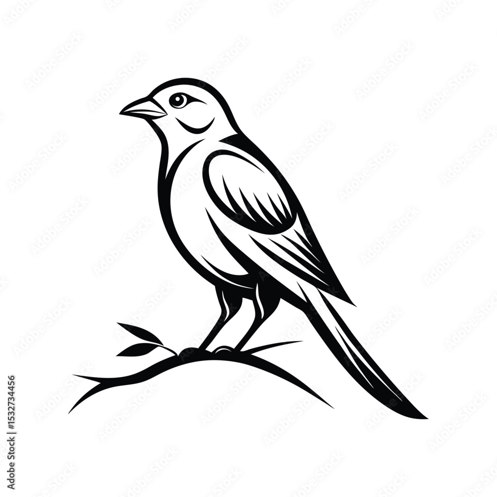 Fototapeta premium modern line art illustration of a bird perched, bird vector icon