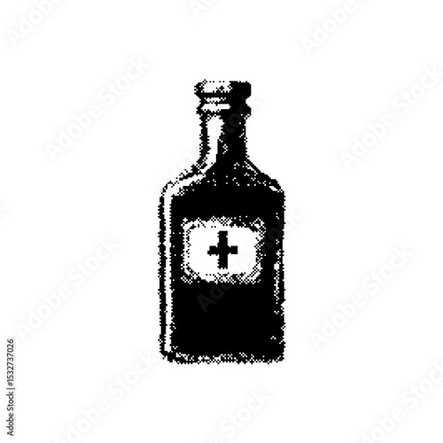  Poison Pixel art. The pixels are scattered, dissolve. Vector monochrome style. Abstract random squares, background. Template. Monochrome style.
