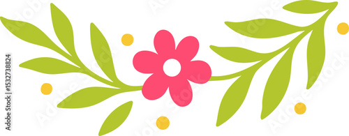 Elemento flores e folhas estilo orgânico