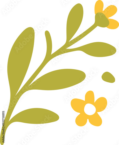Elemento flores e folhas estilo orgânico