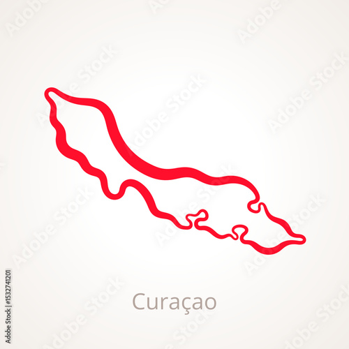 Outline map of Curacao marked with red line.