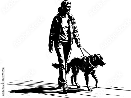 Walking a dog in a city park urban environment lifestyle afternoon stroll pet ownership