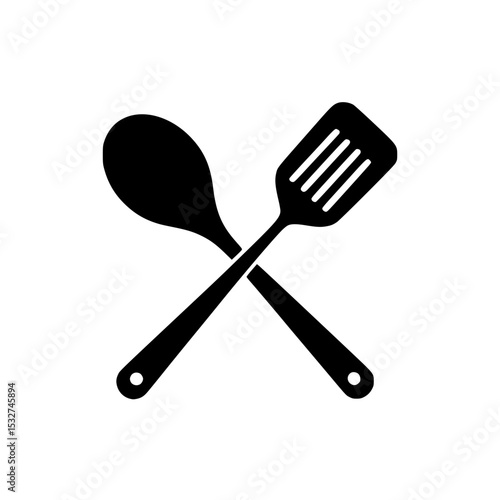 Crossed spoon and spatula icon representing cooking utensils for meal preparation