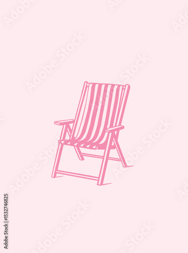 Vintage style beach chair vector illustration. 