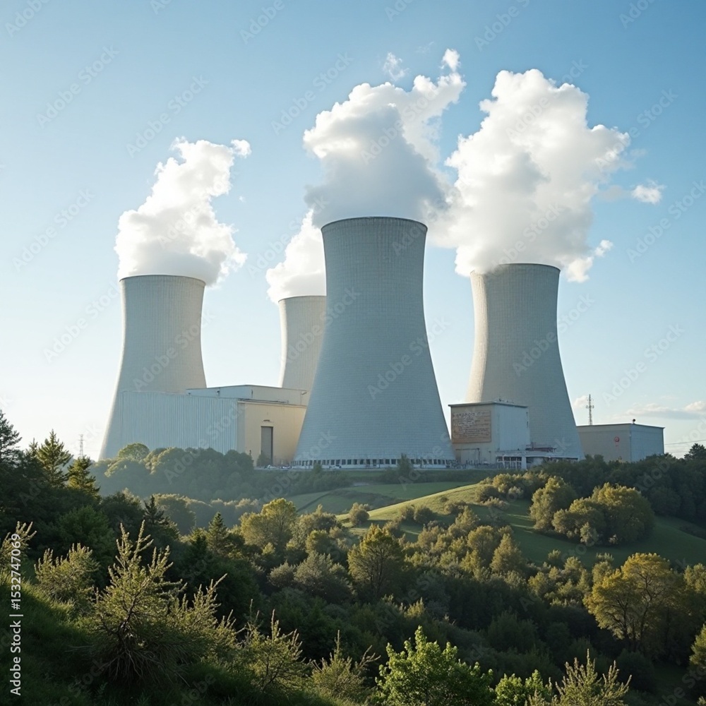 nuclear power plant with cooling towers nuclear power plant with cooling towers