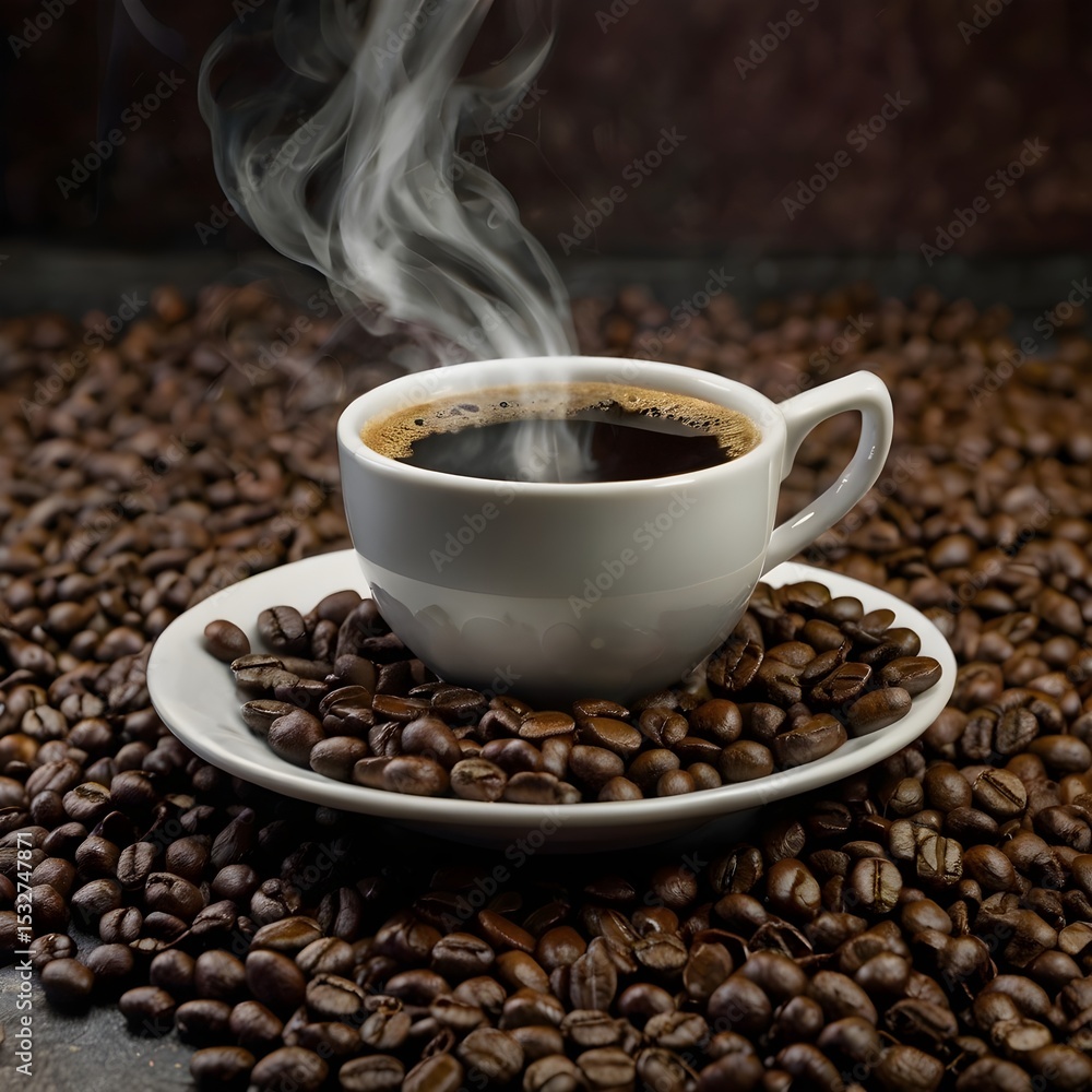 Fototapeta premium coffee beans and cup