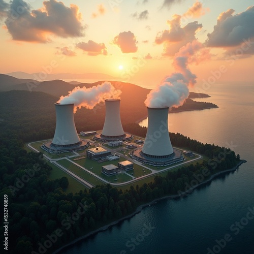 Wallpaper Mural nuclear power plant at sunset Torontodigital.ca