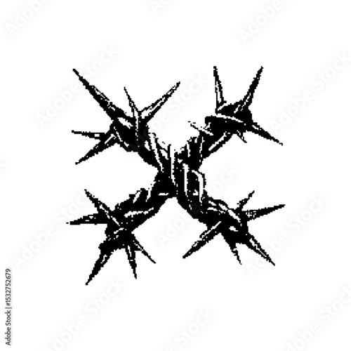 Spikes Pixel art vector. The pixels are scattered, dissolve. Vector monochrome style. Abstract random squares, background. Template. Monochrome style. ilustracion en vector 