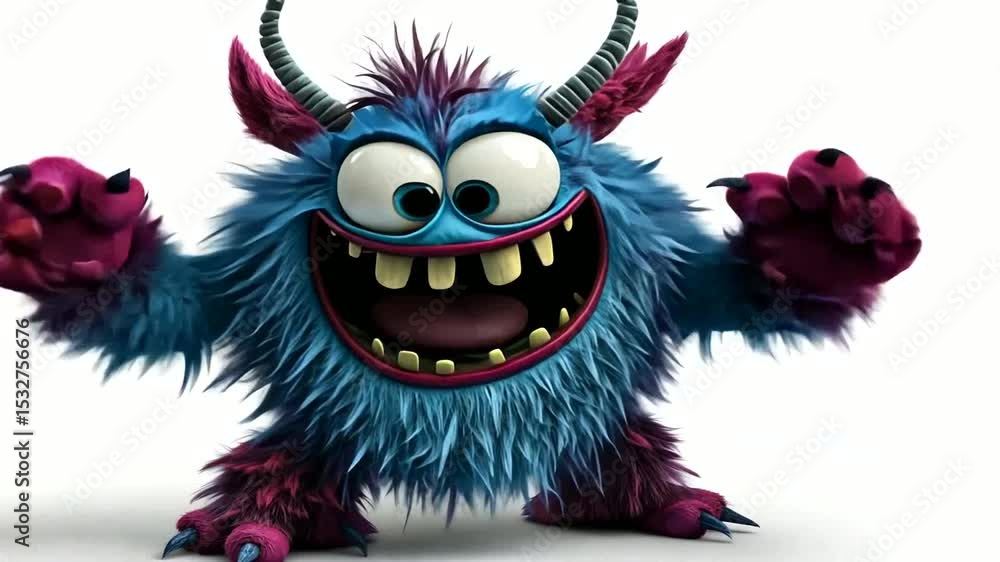 Colorful Cartoon Monster with Big Smile Colorful Cartoon Monster with Big Smile