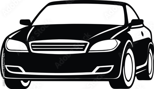 Black sports car vector illustration isolated on white background showing luxury automobile with speed and classic design