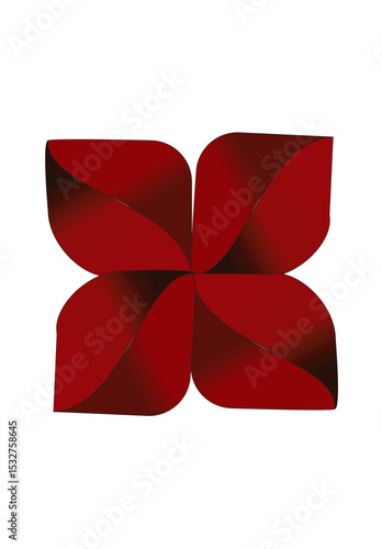 A Striking Crimson Floral Wall Decor, Exquisitely Crafted with Four Intertwined Petals, Adds a Touch of Modern Elegance to Any Interior Space.