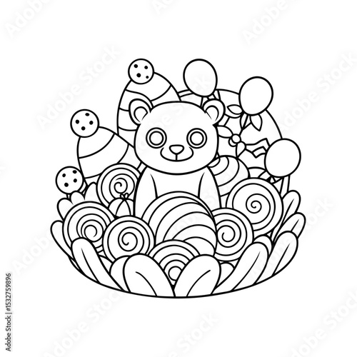 Cute Bear Playing Hide and Seek Printable