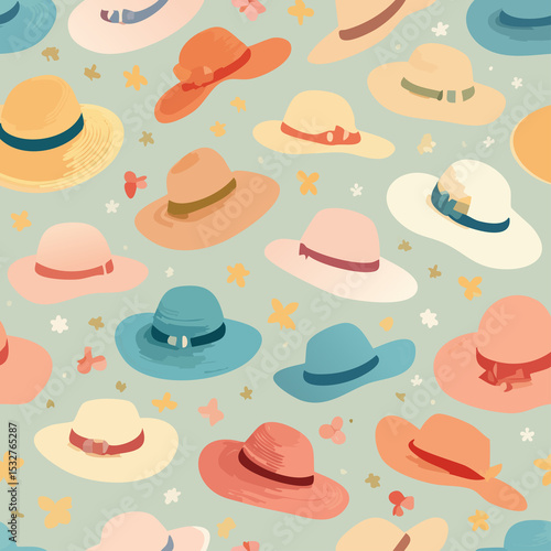 Fotografie A colorful hat pattern with many different hats