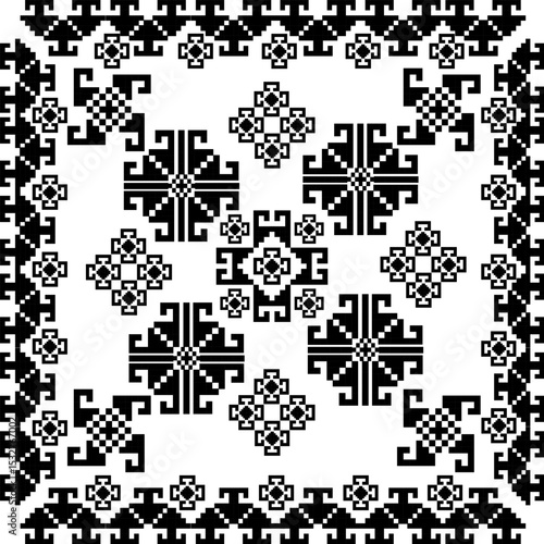 Pixel art ethnic, Pattern fabric pixel, design for background, clothing, decorative, drapery, cloth embroidery, geometric pixel art, handcraft, wallpaper, carpet, bag, card, cushions, Print, ethnic