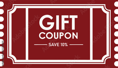 Elegant Gift Coupon Design with Bold Typography and Classic Border, Promoting a 10 Percent Discount, Ideal for Marketing Campaigns and Promotional Materials for Retail and Online Businesses