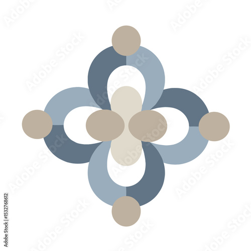 Abstract meditative ornament with rounded shapes in soft tones