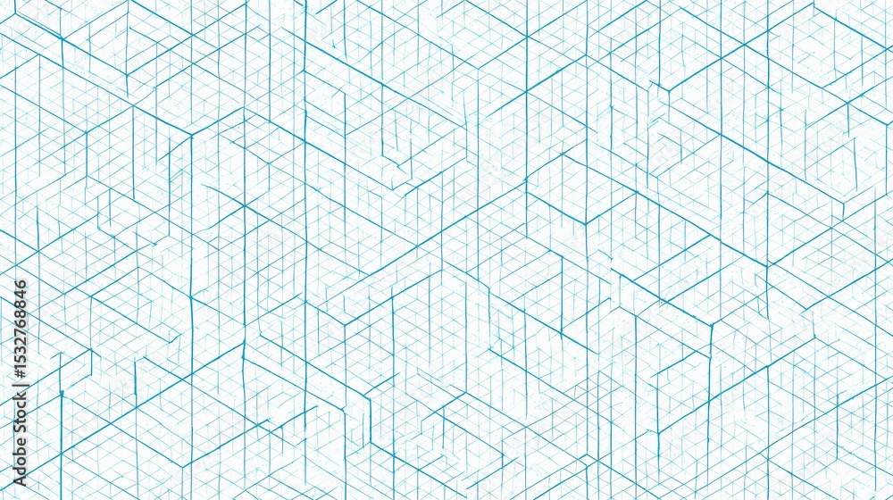 Fototapeta premium Isometric Seamless Pattern Blueprint Style Graph Design for Backgrounds
